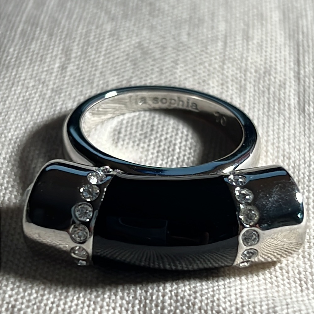 Lia Sophia Black and Silver Ring Size 10